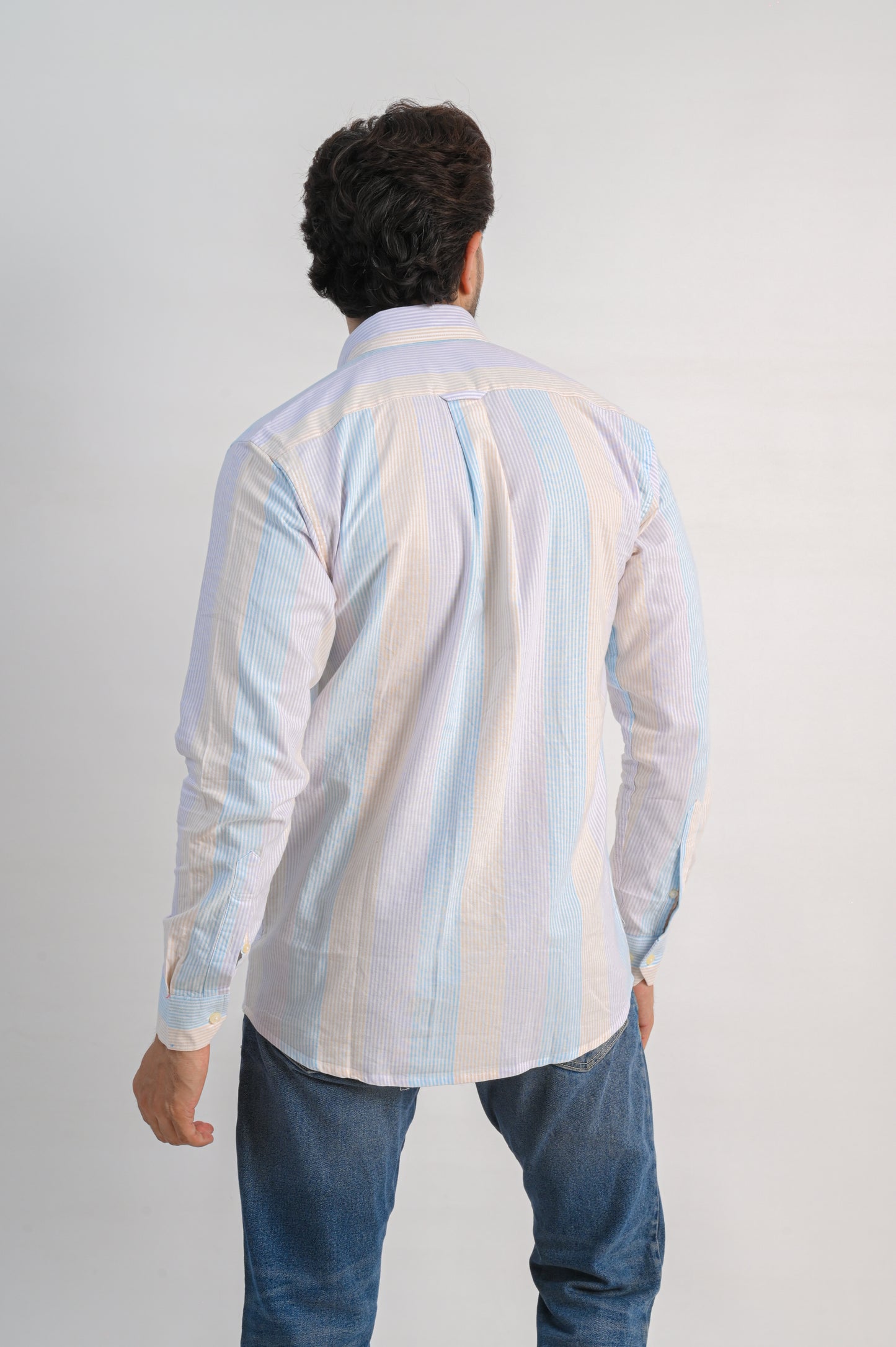 Striped Oxford Regular Fit Shirt – Pastel Blue & Beige