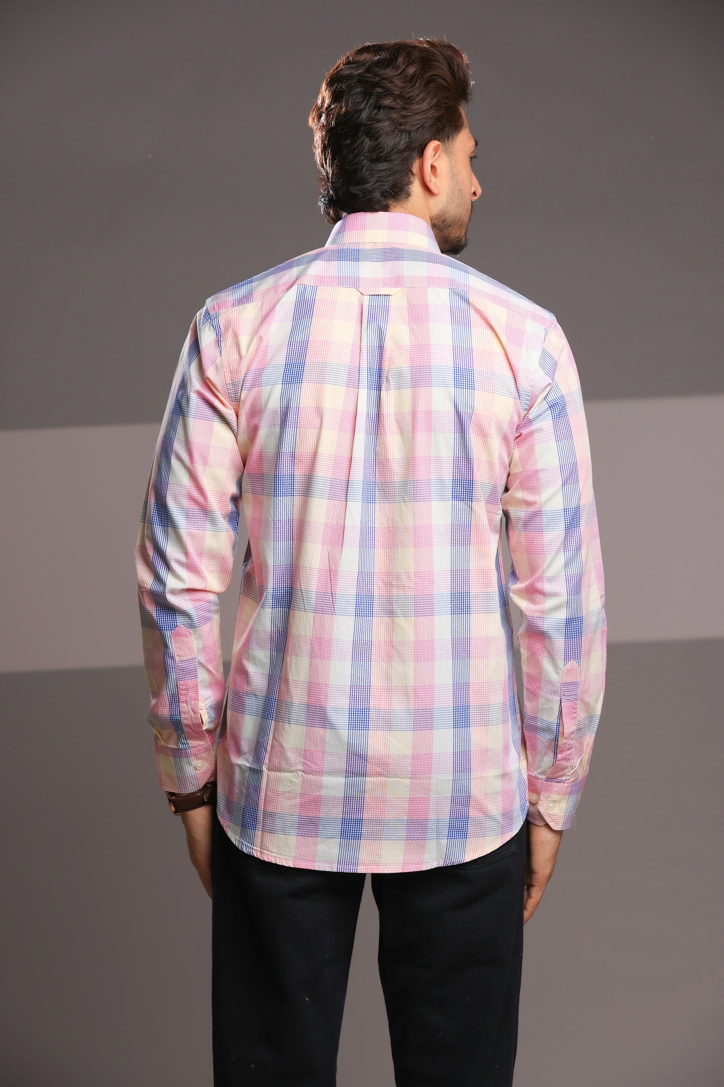 Pink Charm – Men’s Regular Fit Checked Cotton Shirt
