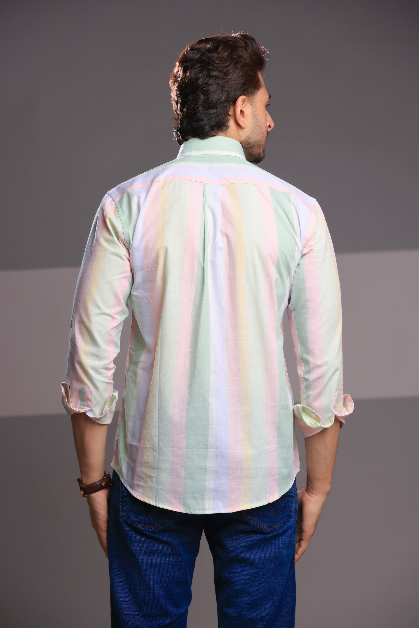 Multicolor Linen Stripe Shirt – Regular Fit