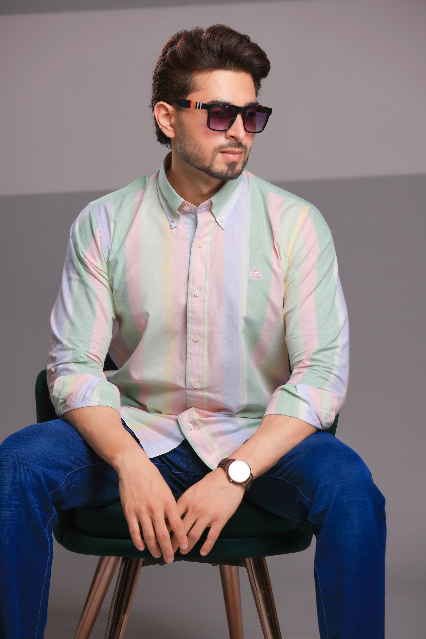 Multicolor Linen Stripe Shirt – Regular Fit