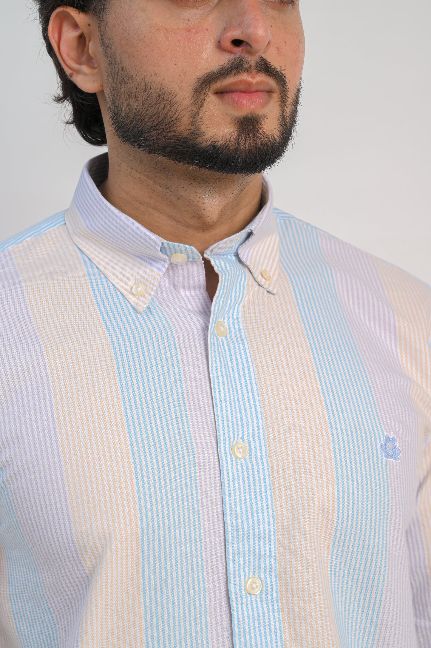 Striped Oxford Regular Fit Shirt – Pastel Blue & Beige