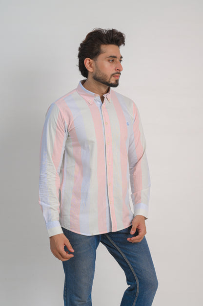 Stripe Oxford Regular Fit Shirt – Blush Pink & Sky Blue