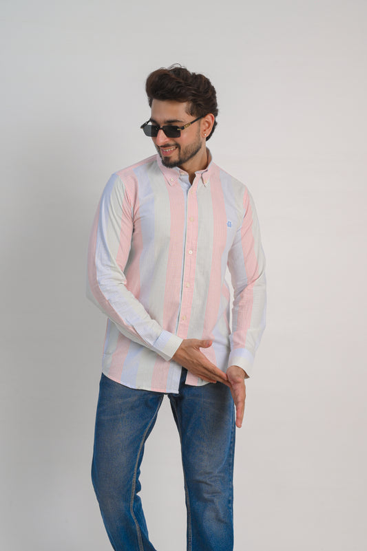 Stripe Oxford Regular Fit Shirt – Blush Pink & Sky Blue