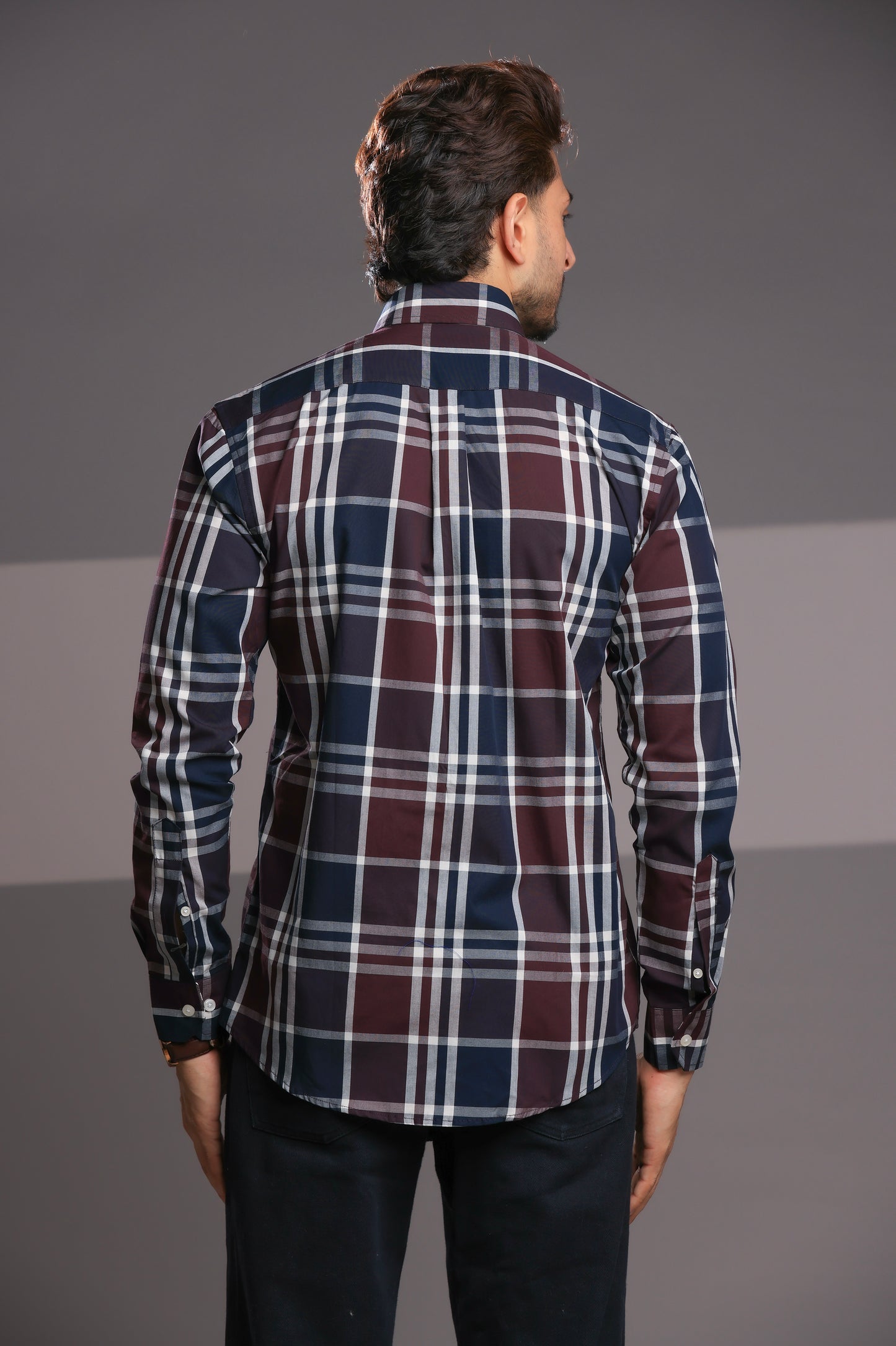 Royal Maroon Checks – Men’s Regular Fit Cotton Shirt