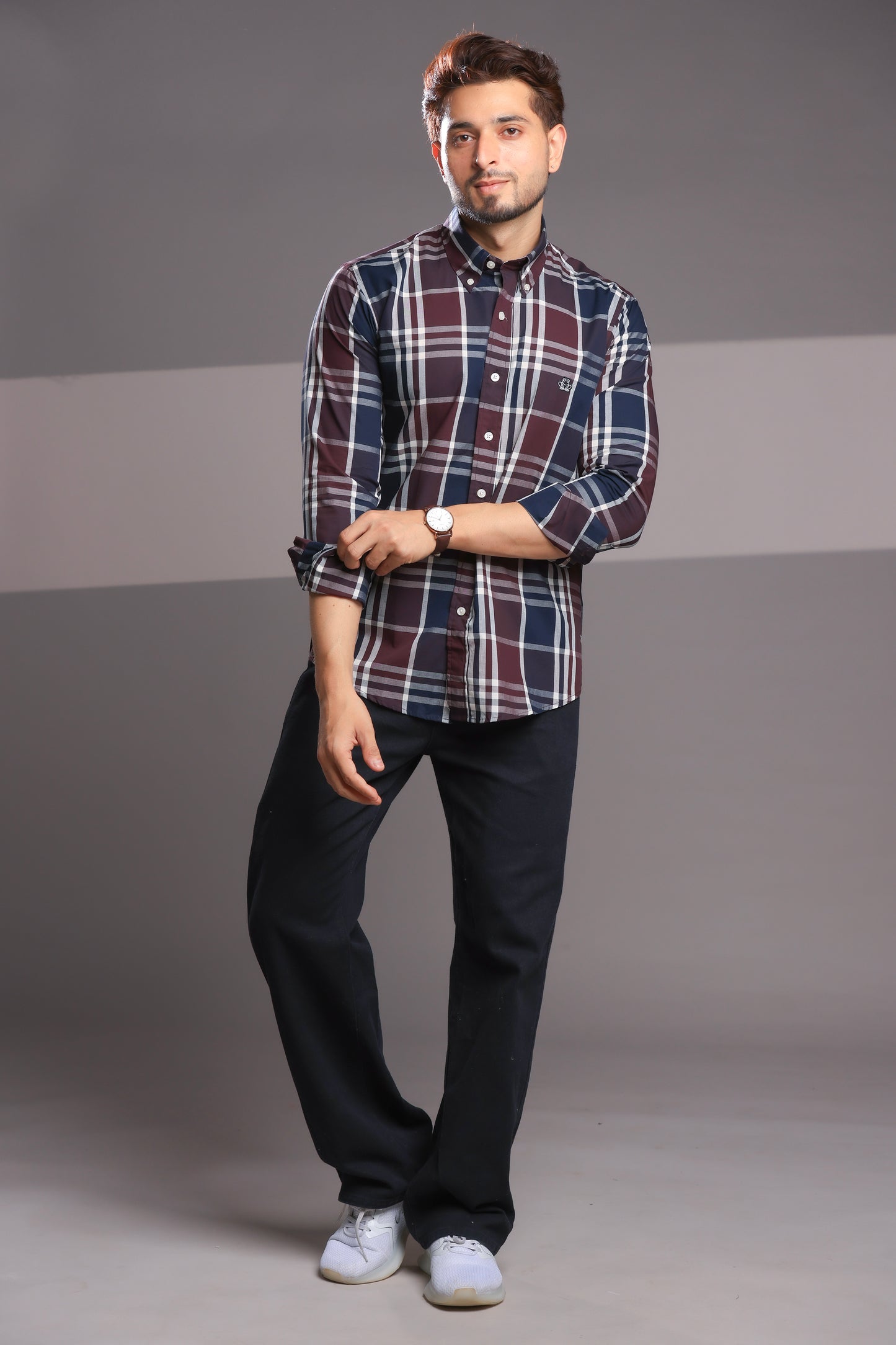 Royal Maroon Checks – Men’s Regular Fit Cotton Shirt