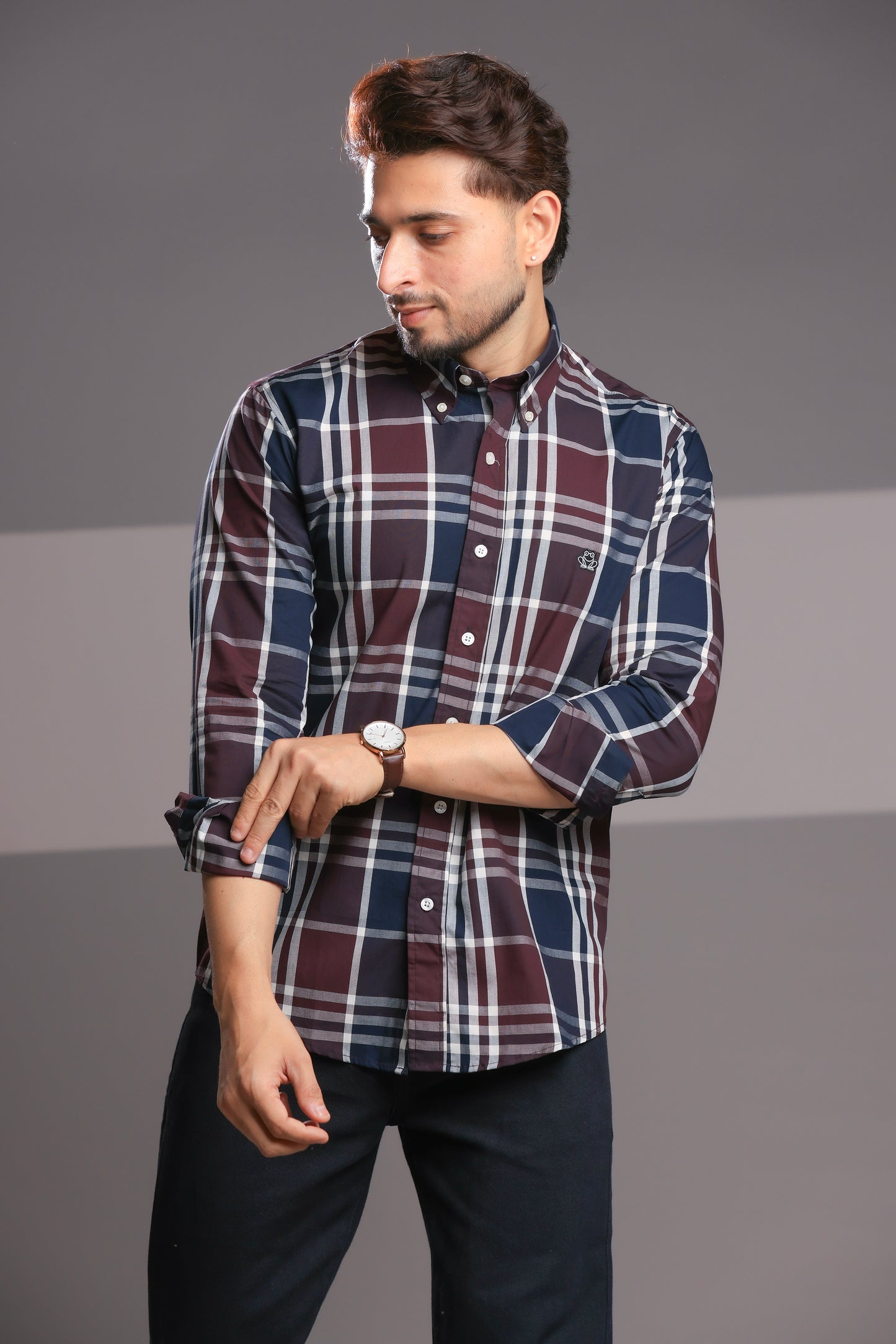 Royal Maroon Checks – Men’s Regular Fit Cotton Shirt
