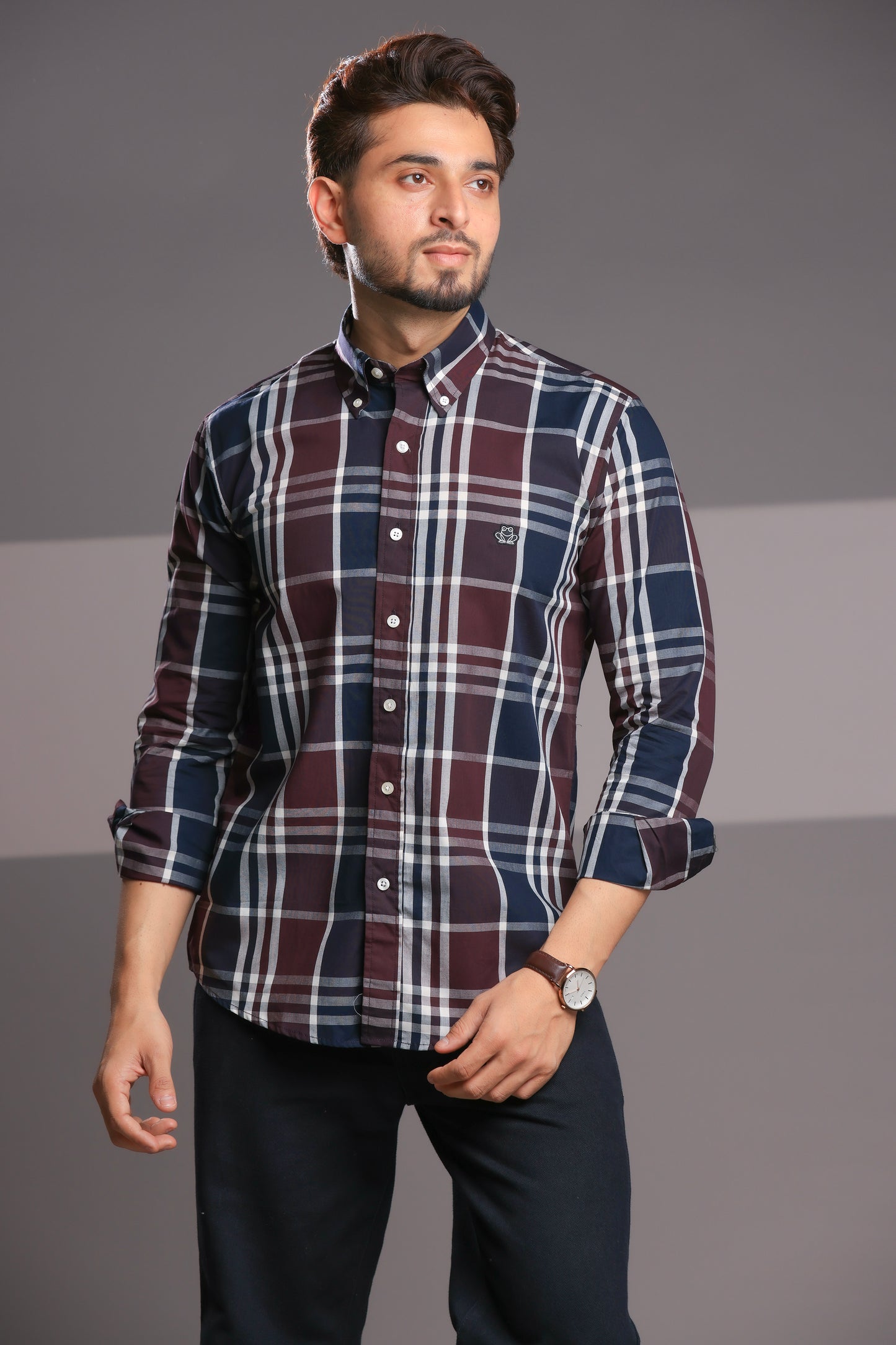Royal Maroon Checks – Men’s Regular Fit Cotton Shirt