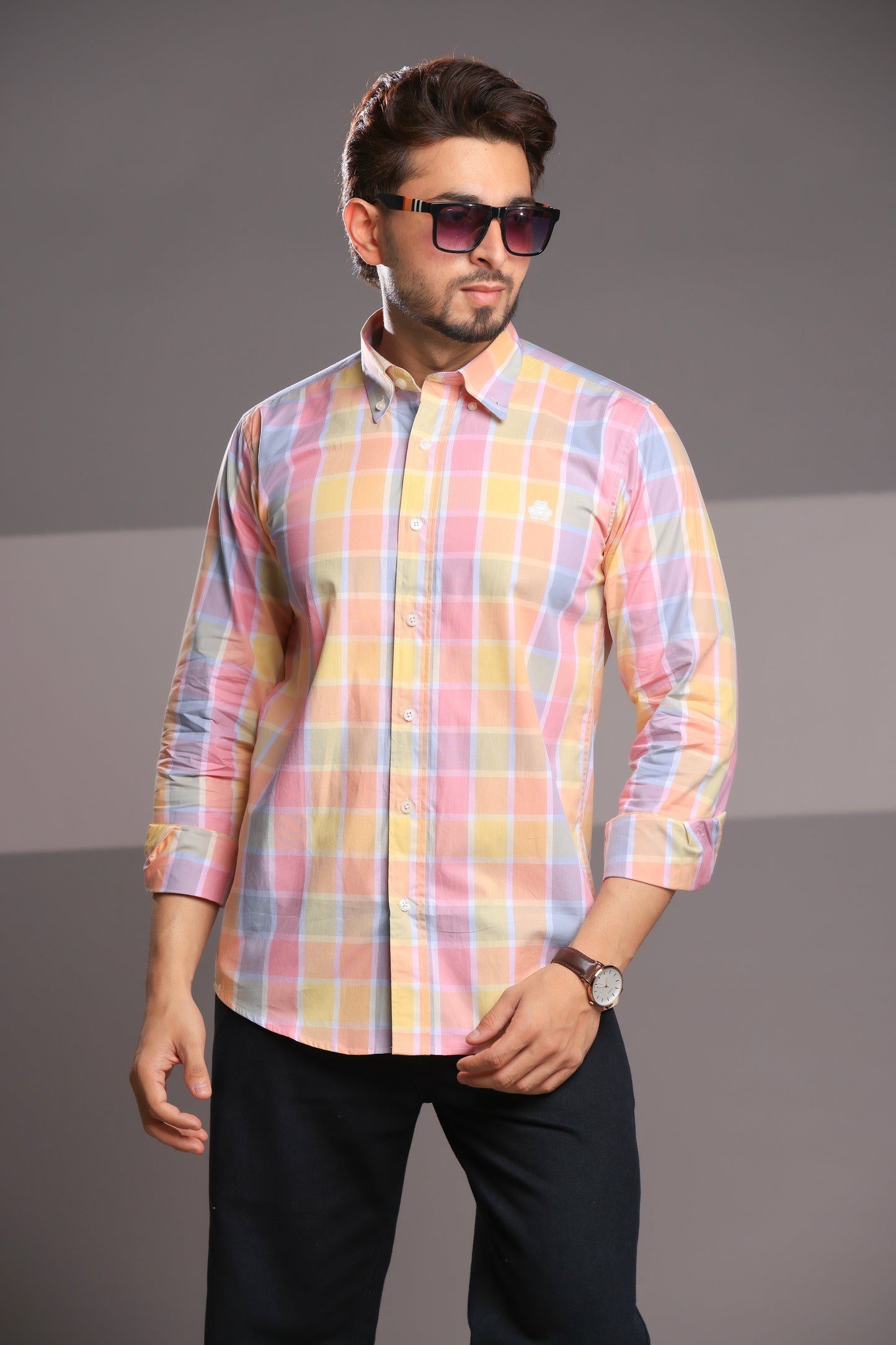 Morning Dew Checks – Men’s Regular Fit Cotton Shirt