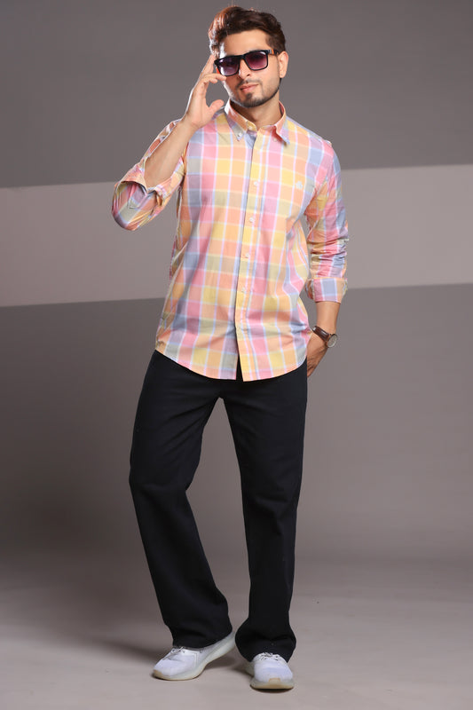 Morning Dew Checks – Men’s Regular Fit Cotton Shirt