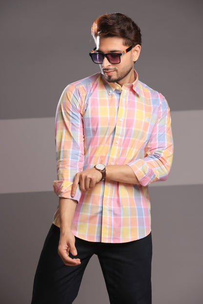 Morning Dew Checks – Men’s Regular Fit Cotton Shirt