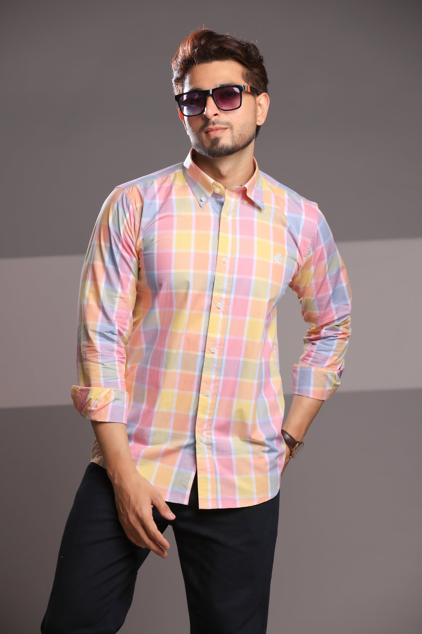 Morning Dew Checks – Men’s Regular Fit Cotton Shirt