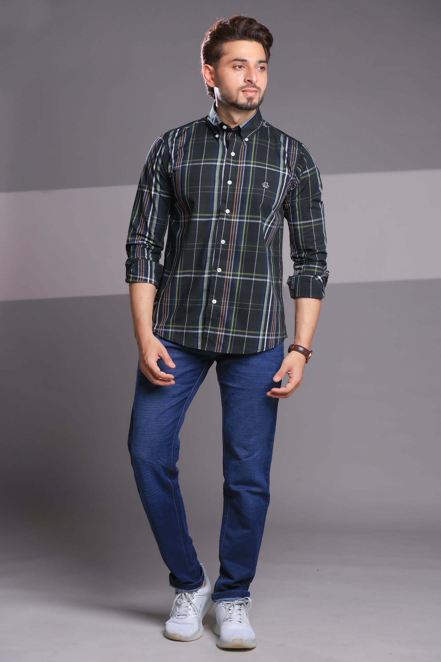 Midnight Green Checks – Men’s Regular Fit Cotton Shirt