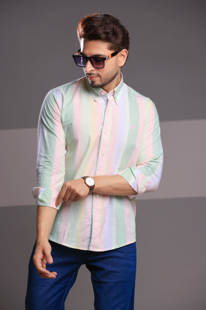 Multicolor Linen Stripe Shirt – Regular Fit