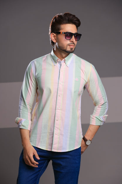 Multicolor Linen Stripe Shirt – Regular Fit