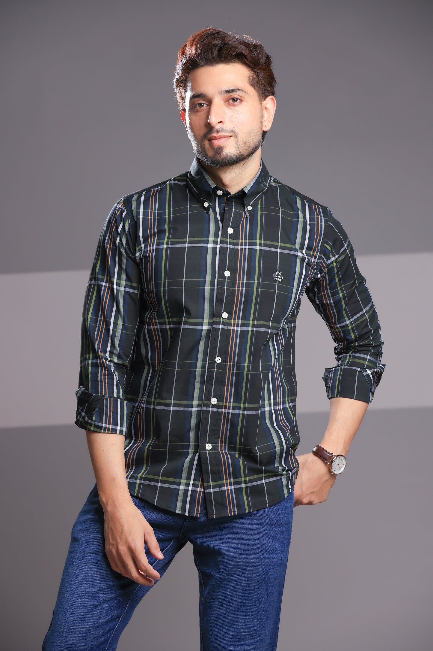 Midnight Green Checks – Men’s Regular Fit Cotton Shirt