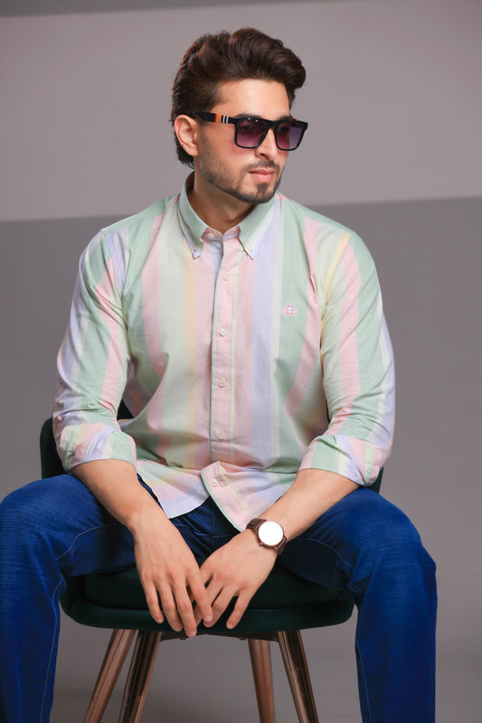 Multicolor Linen Stripe Shirt – Regular Fit