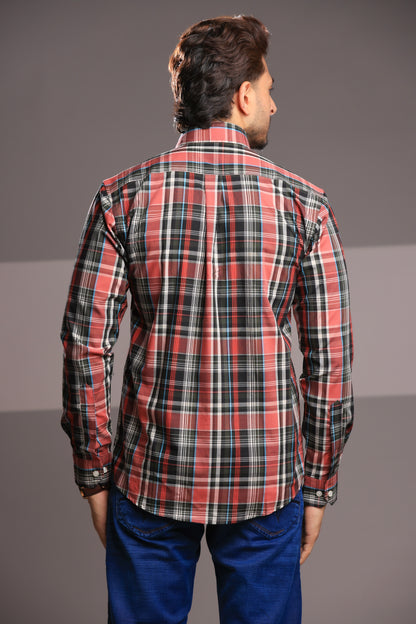 Bold Red Checks – Men’s Regular Fit Cotton Shirt